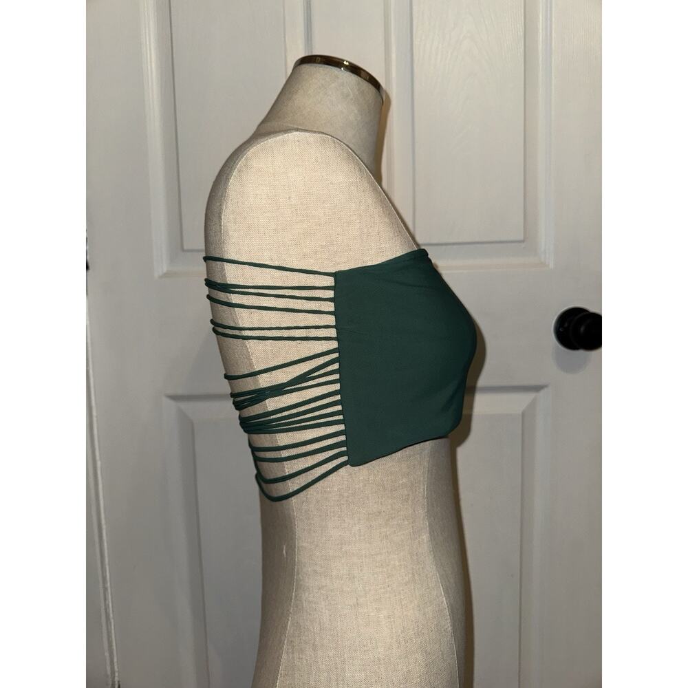 MIKOH Women’s Swimwear Bandeau Top Emerald Green Kauai Size XL Stringy